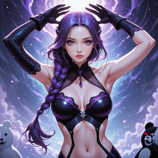 Monokuma-Inspired Girl with Purple Features