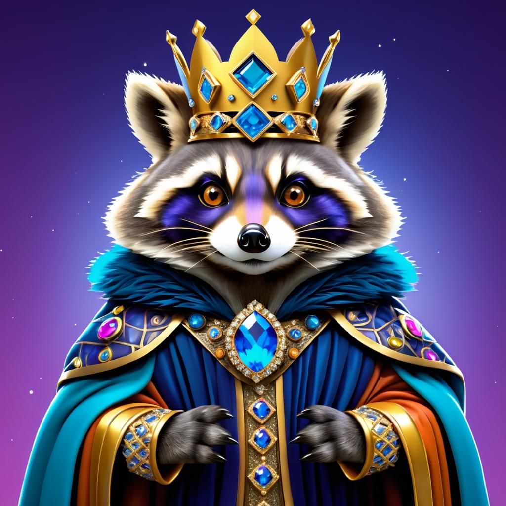 Regal Raccoon King in Majestic Attire