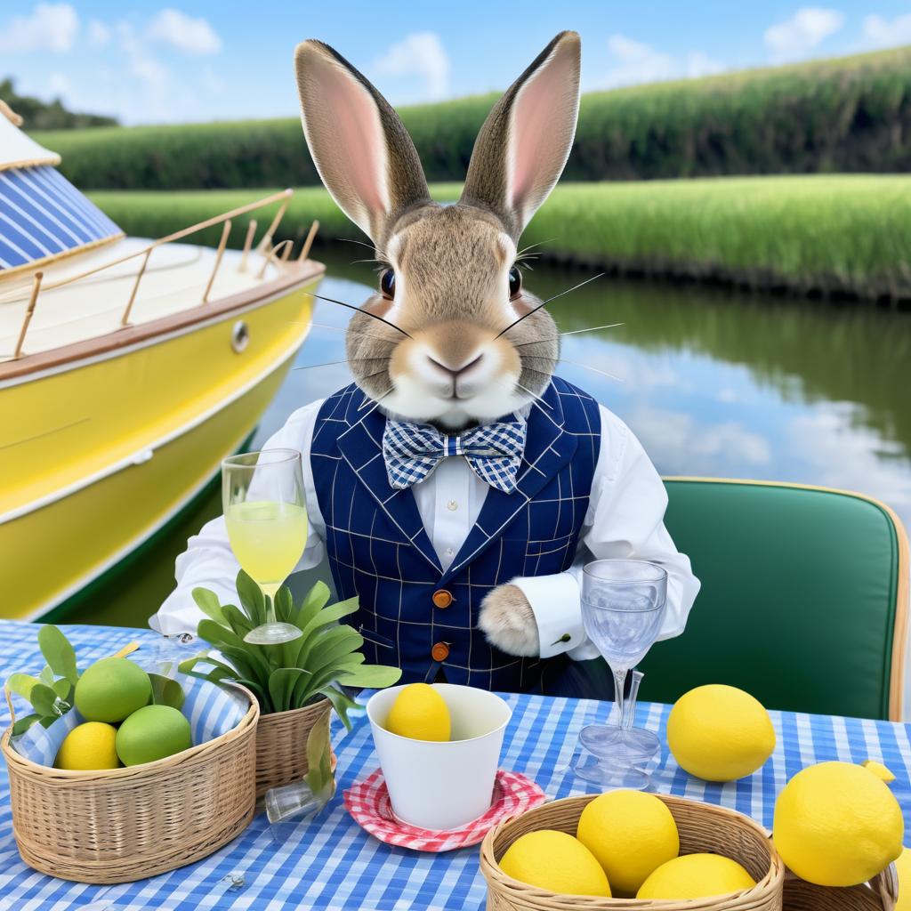 Charming Rabbit on a Stylish Boat