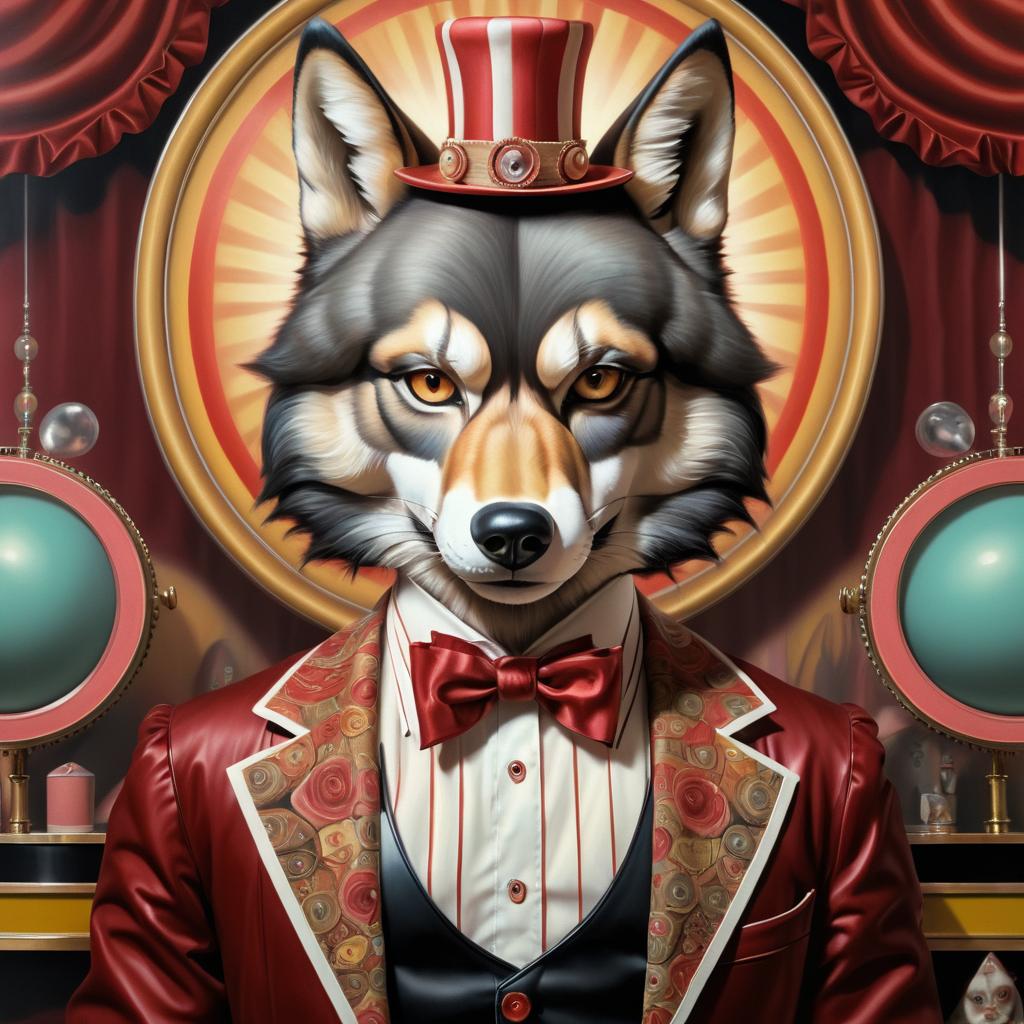 Wolf as Vintage Circus Performer Art