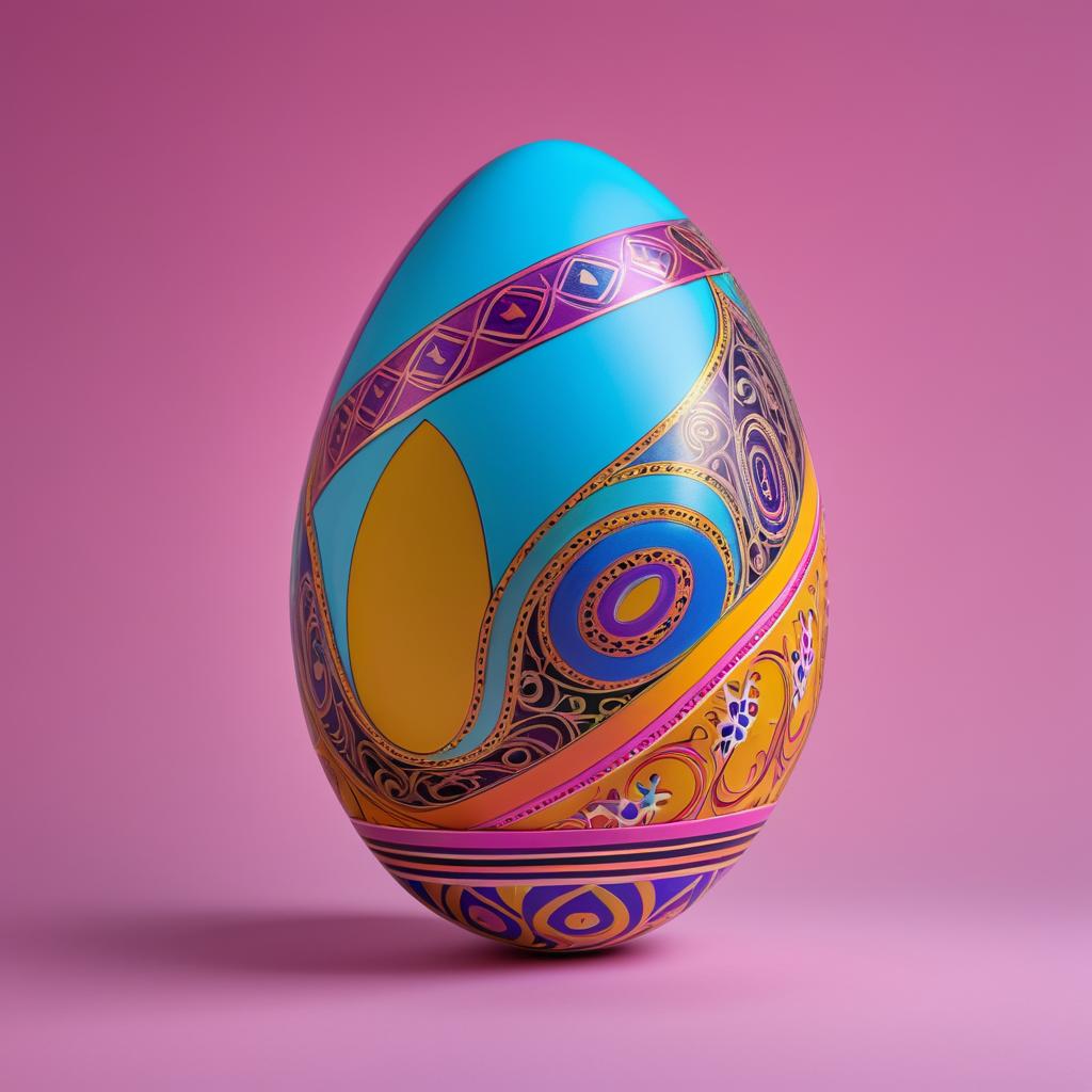 Vibrant Easter Egg Art on Pink Background