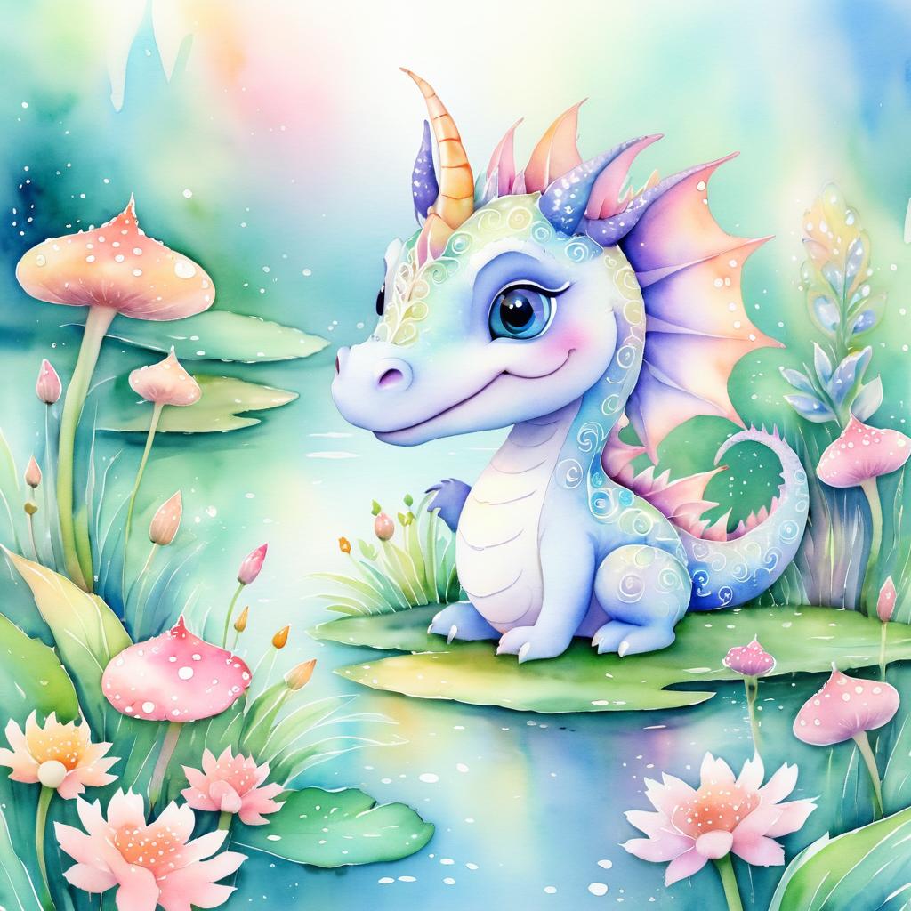 Whimsical Dragon in a Dreamy Landscape