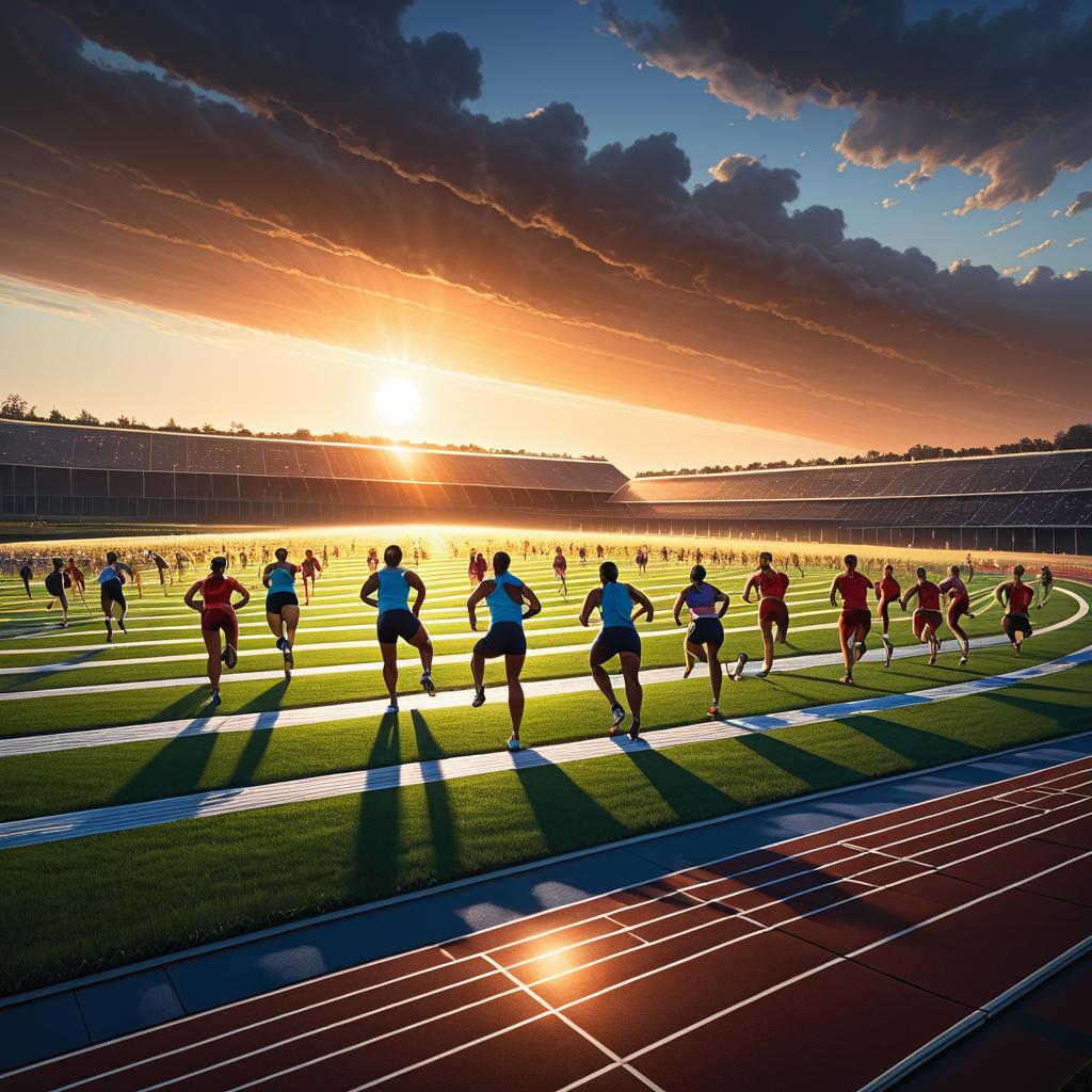 Cinematic Training Scene of Athletes