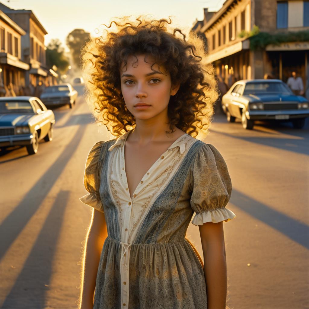 Eerie Beauty: Curly Haired Girl in 70s Town