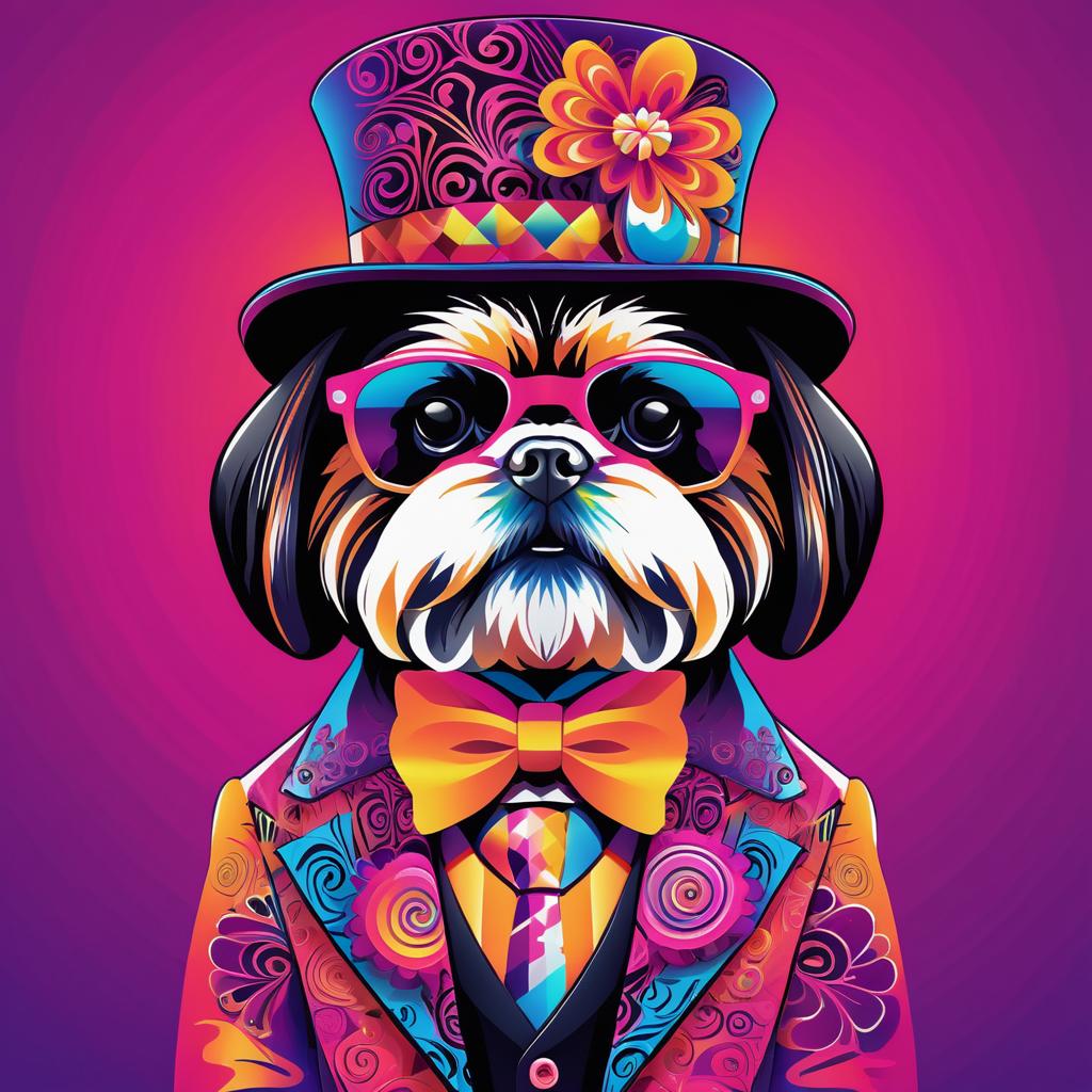 Psychedelic Shih Tzu in Vibrant Attire