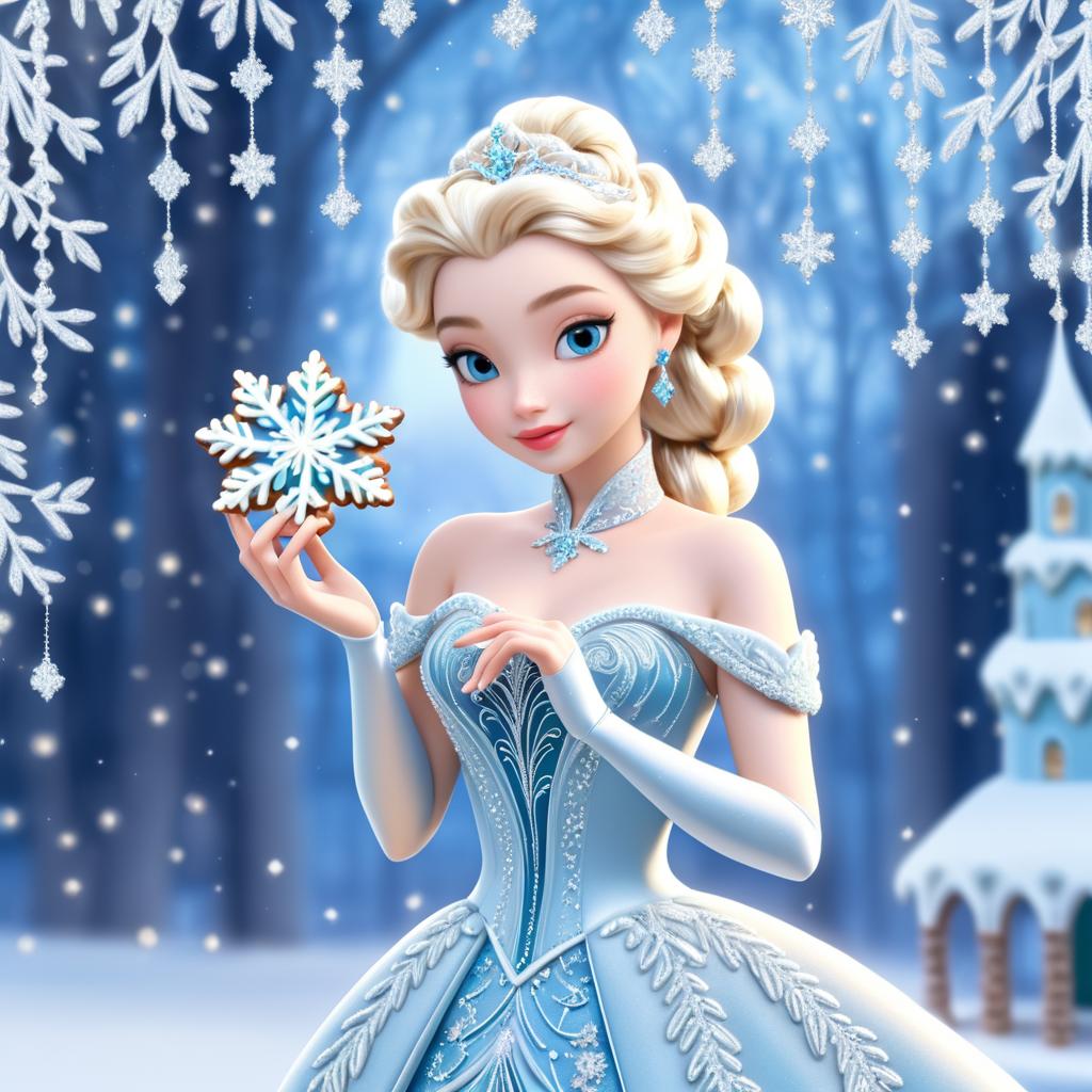 Elsa in Vintage Elegance with Snowflakes