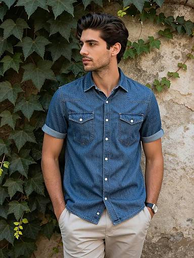Relaxed Denim Shirt Outdoor Portrait