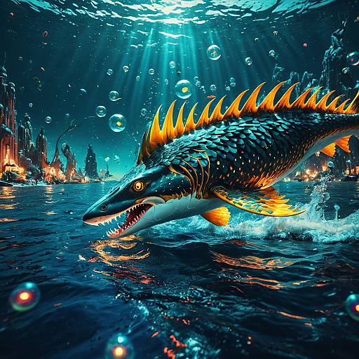 Colossal Phoenix Shark Swimming in Ocean