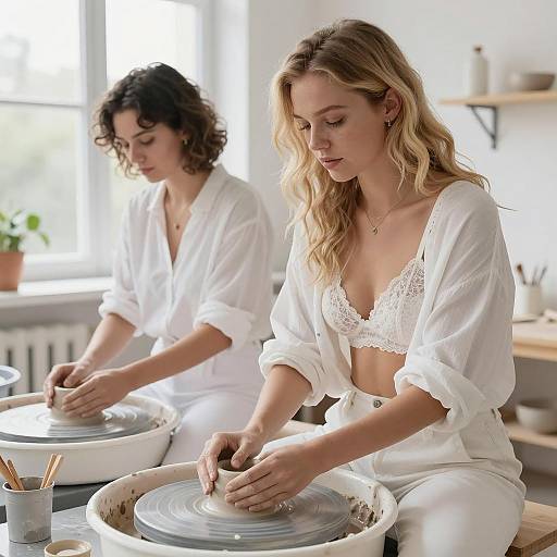 Casual Pottery Scene with Two Women
