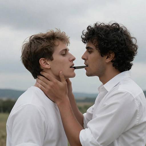 Intense Confrontation Under Cloudy Skies