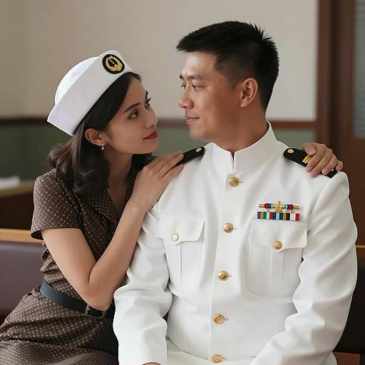 Intimate Moment of Naval Couple