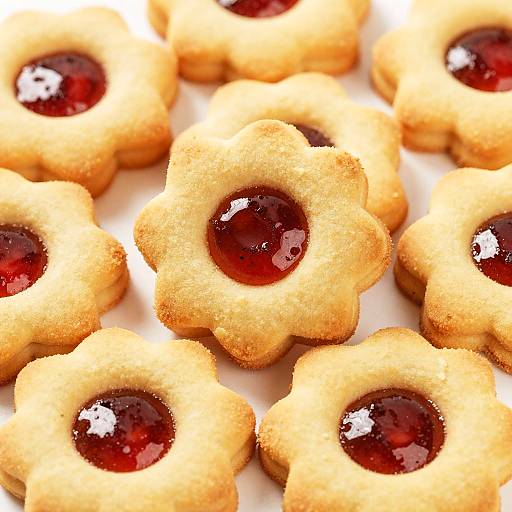 Close-Up of Jam-Filled Flower Cookies