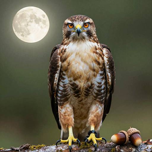 Realistic Hawk in Moonlight
