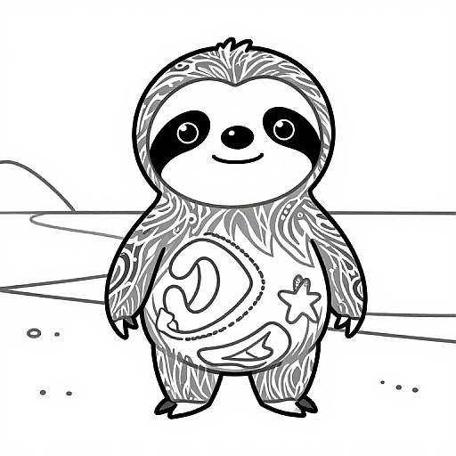 Batik Baby Sloth Beach Coloring