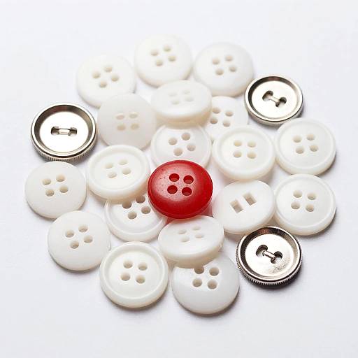 Scattered Buttons with Red Accent