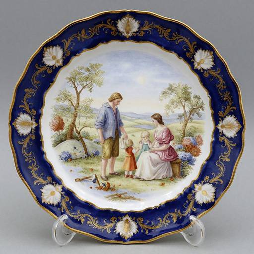 Derby Porcelain Family Scene Plate