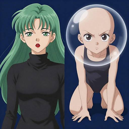 Anime Style: Woman and Creature Contrast