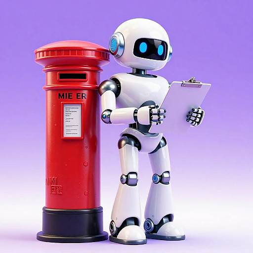 Photorealistic White-Silver Robot Scene