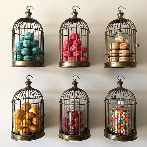 Surreal Birdcages with Vibrant Macarons