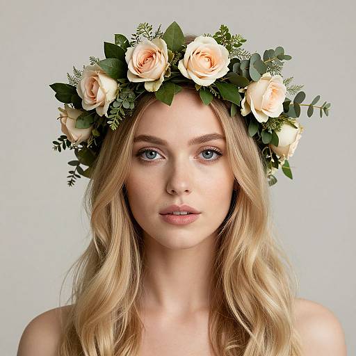 Blonde Woman with Floral Leafy Crown