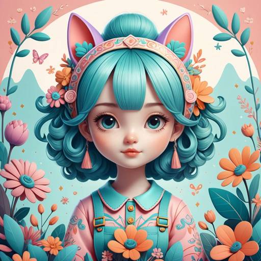 Whimsical Character in Vibrant Pastels