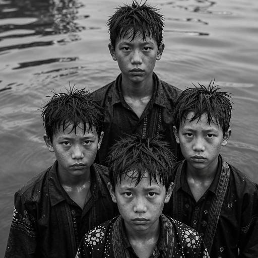 Intense Group Portrait in Black and White