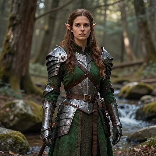 Elven Woman Warrior in Medieval Armor