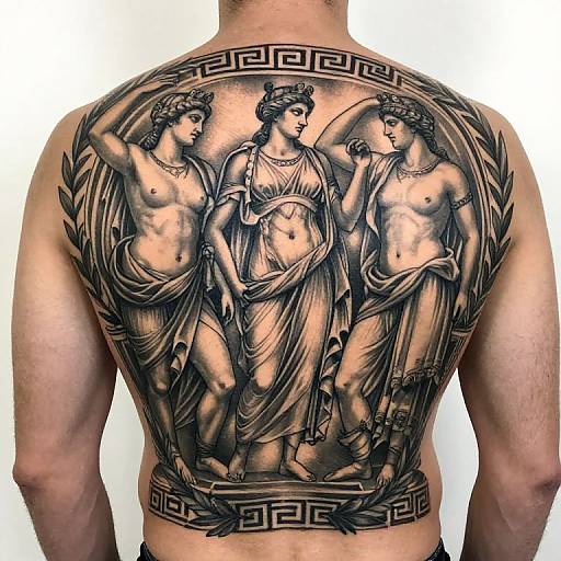 Classical Greek Gods Back Tattoo
