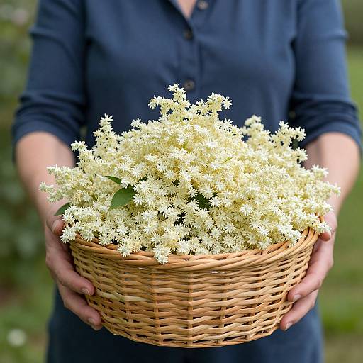 Woman Holding Elderflower Basket