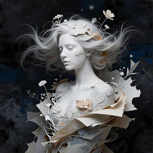 Ethereal Woman with Floral Adornments