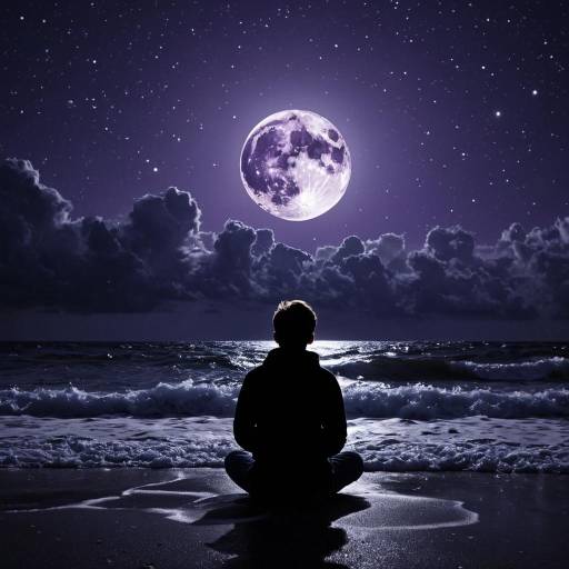 Luminous Heart-Shaped Moon Over Ocean Luminous Heart-Shaped Moon Over Ocean