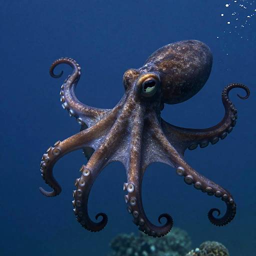 Realistic Octopus Silhouette Underwater