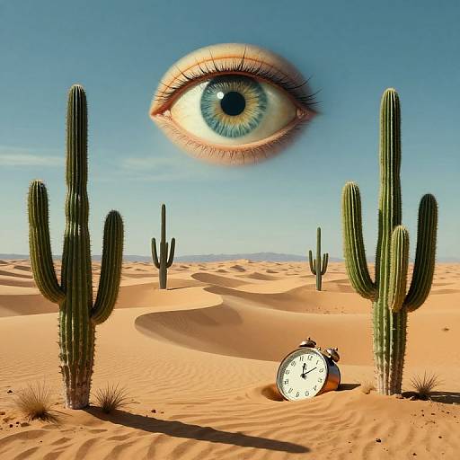 Surreal Desert Dreamscape with Melting Timepieces