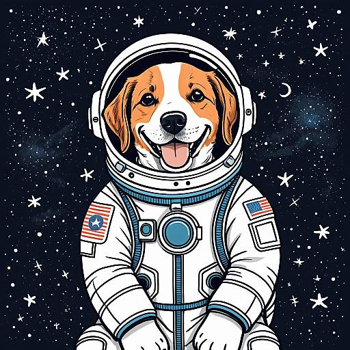 Cartoon Astronaut Dog in Space