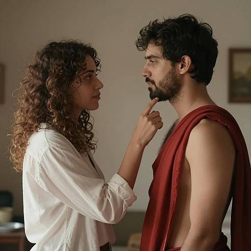 Intimate Moment in a Dimly Lit Room