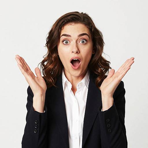 Surprised Woman in Black Blazer