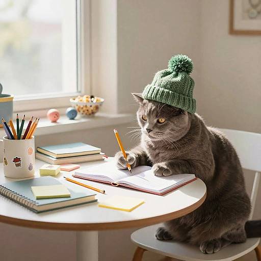 Cozy Cat Studying in Morning Light