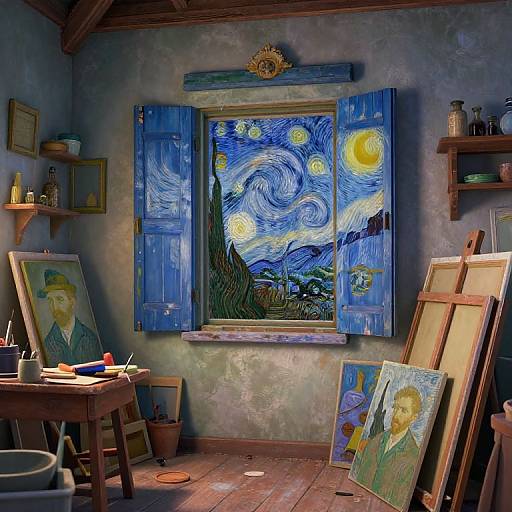 Whimsical Van Gogh's Studio Scene