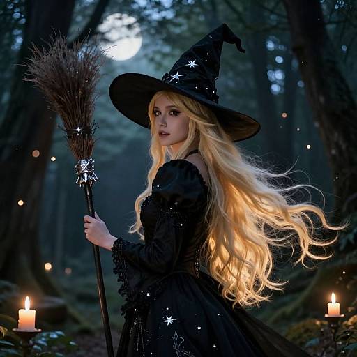 Enchanting Blonde Witch in Twilight Forest