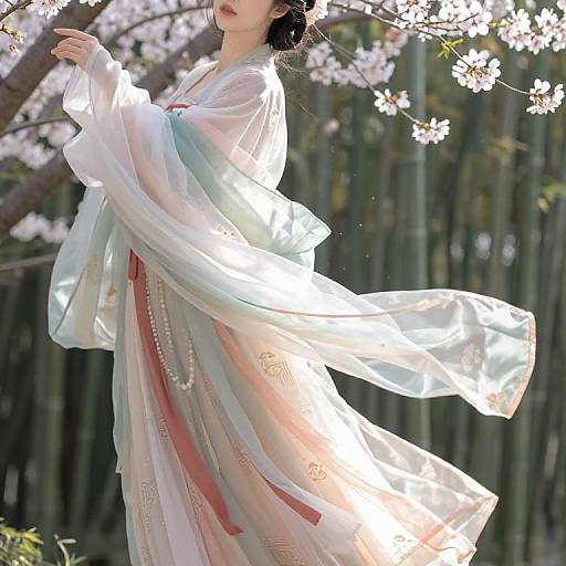 Graceful Asian Silk with Cherry Blossoms