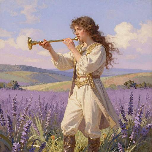 Whimsical Art Nouveau Bard Illustration