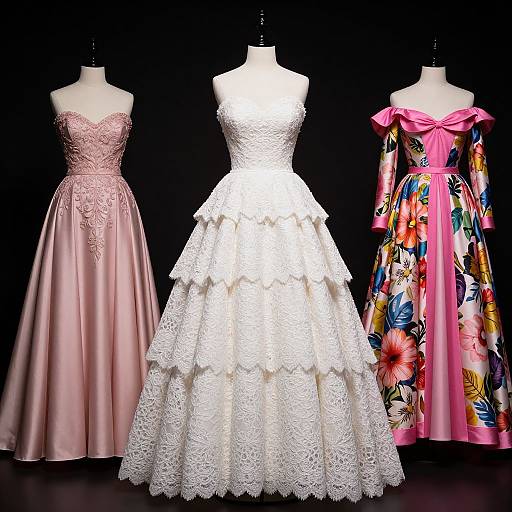 Elegant Dior Gowns Displayed on Mannequins