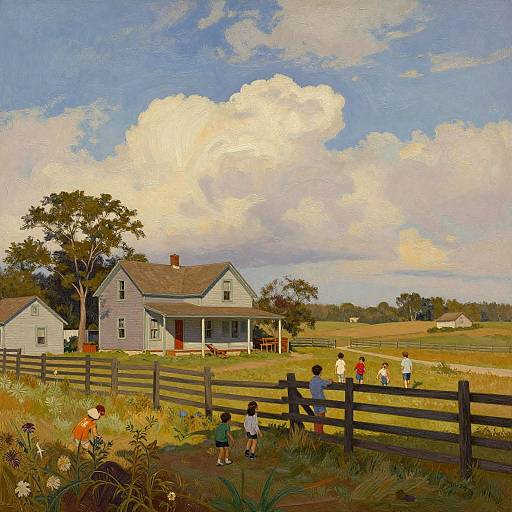 Norman Rockwell Rural Countryside Scene