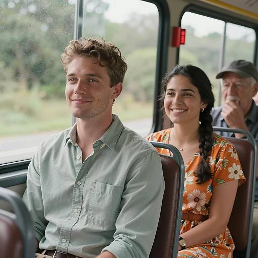Cheerful Companionship on a City Bus