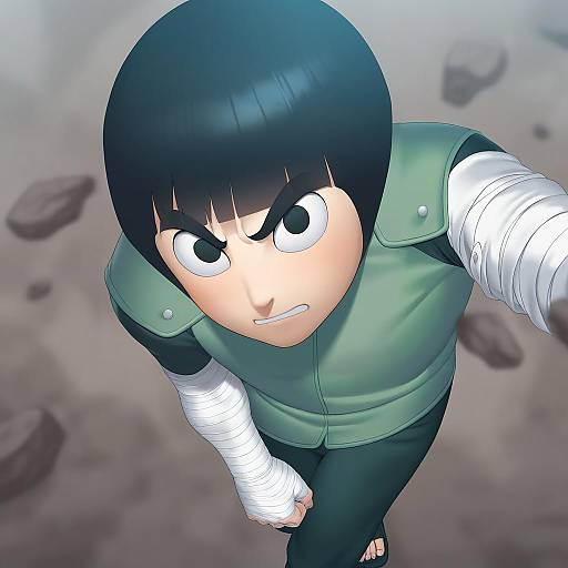 Illustration of Rock lee, naruto (series) in the style of Suzume inui