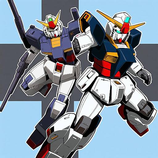 Illustration of Gundam mk ii, gundam in the style of Zannen na hito