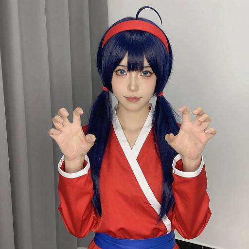 Portrait of Asian Woman with Blue Hair