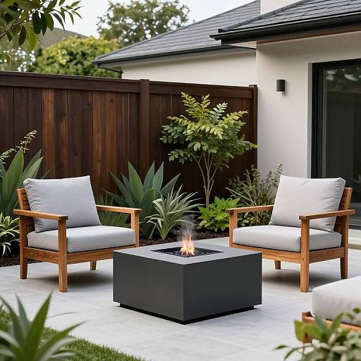 Modern Patio with Wooden Lounges