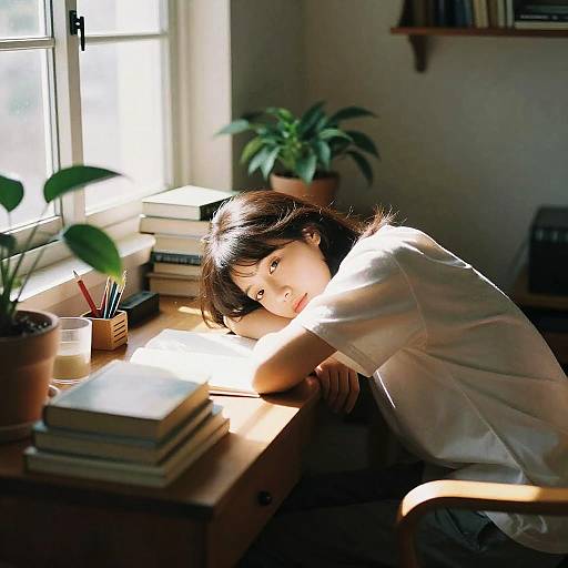 Cozy Home Study Relaxed Pose