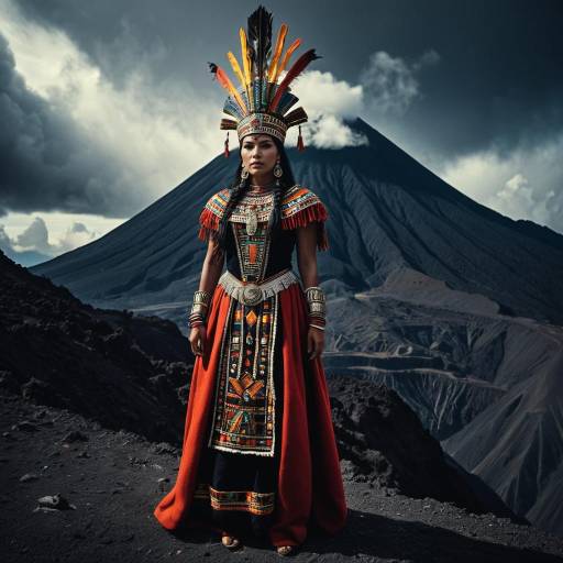 Inca Empress Standing by Volcano